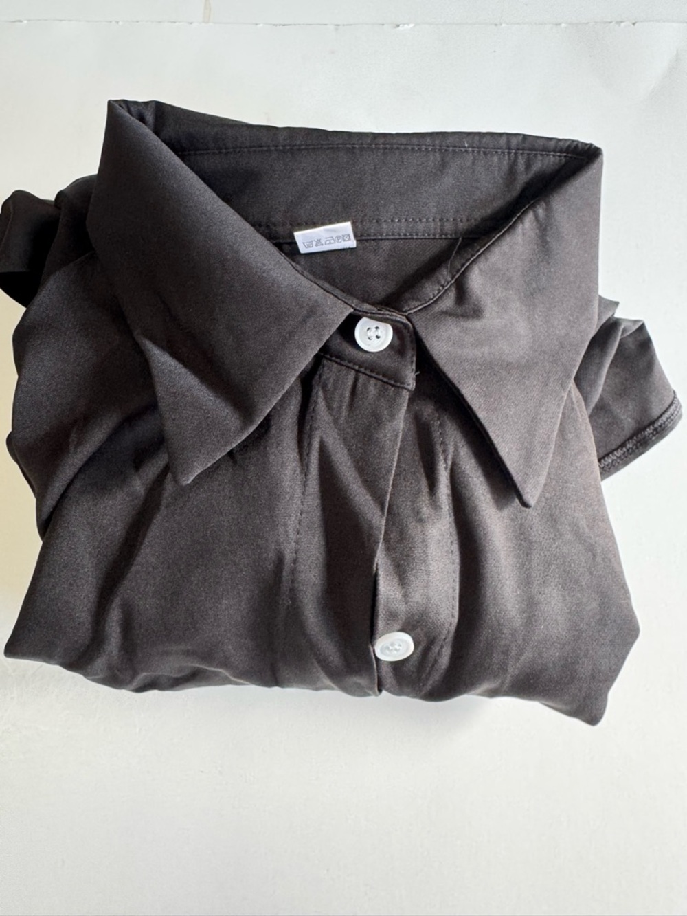 The Warmy Oversized Lapel Shirt Dress Black Tunic Top Women’s Size M - Picture 6 of 7